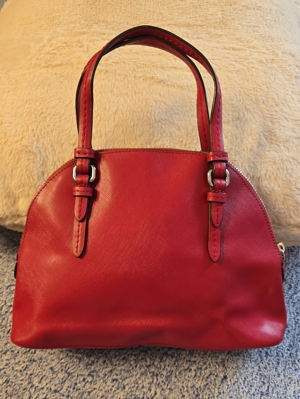 Coach Mini Peyton Domed Saffiano Leather Crossbody Bag Style F32582 True Red - Picture 6 of 10